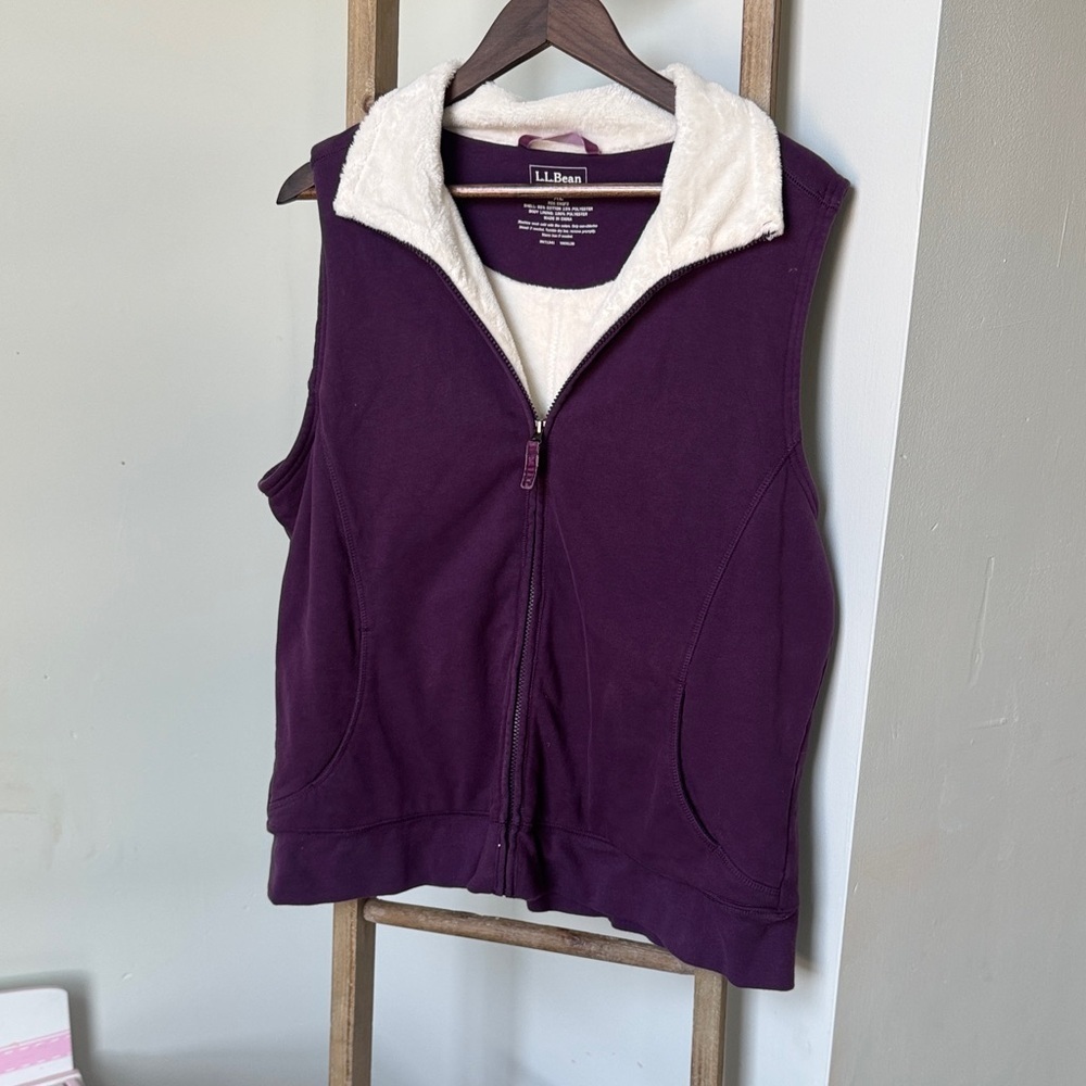 L.L. Bean fur lined Purple Fleece Vest